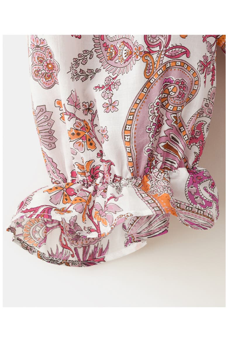 Paisley Printed Ruffled Top, Alternate, color, OFF WHITE