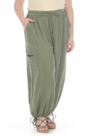 Boho Me Cotton Parachute Pants In Olive
