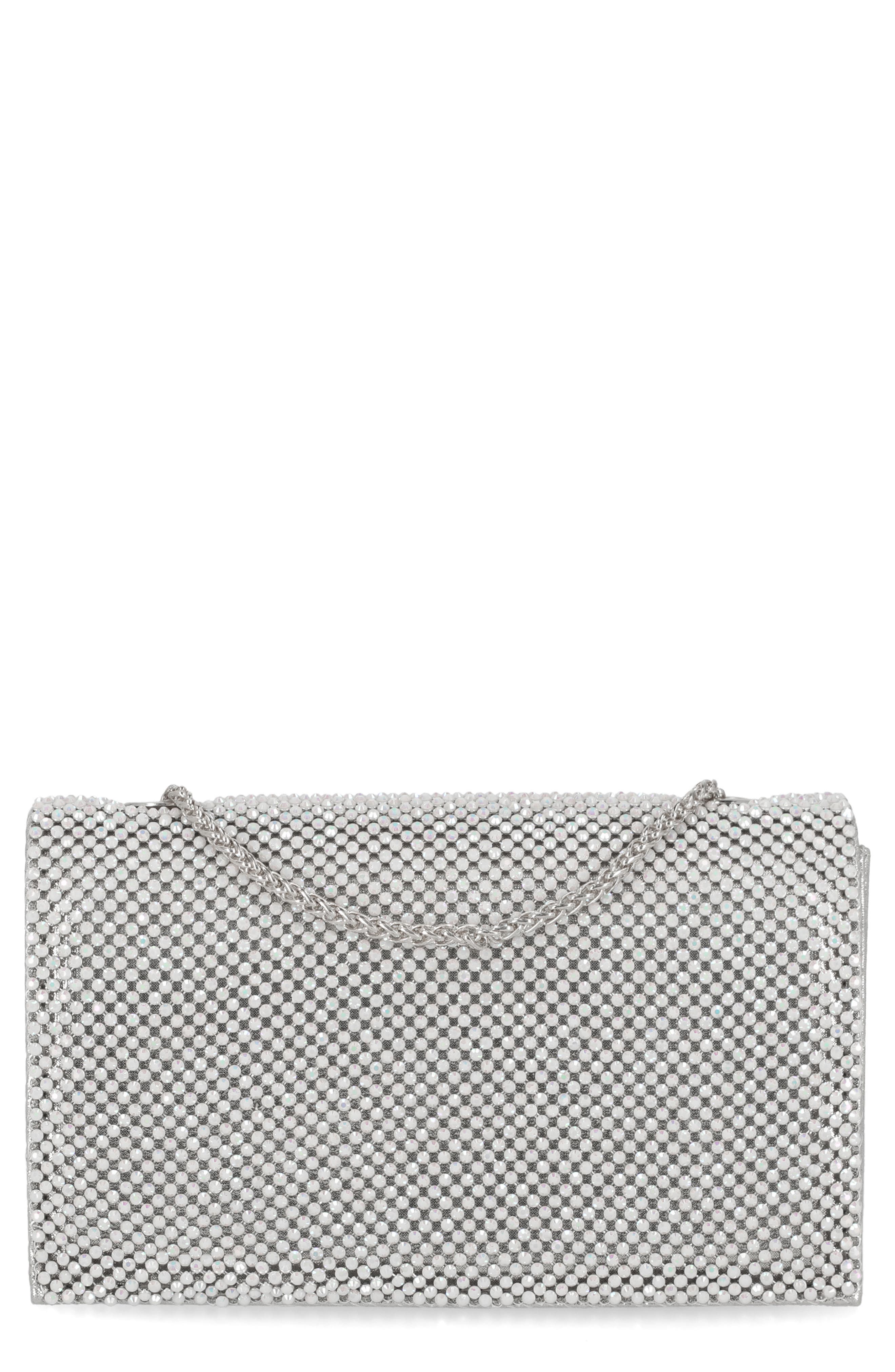 Jessica McClintock Adria Rhinestone Embellished Chain Handle Clutch