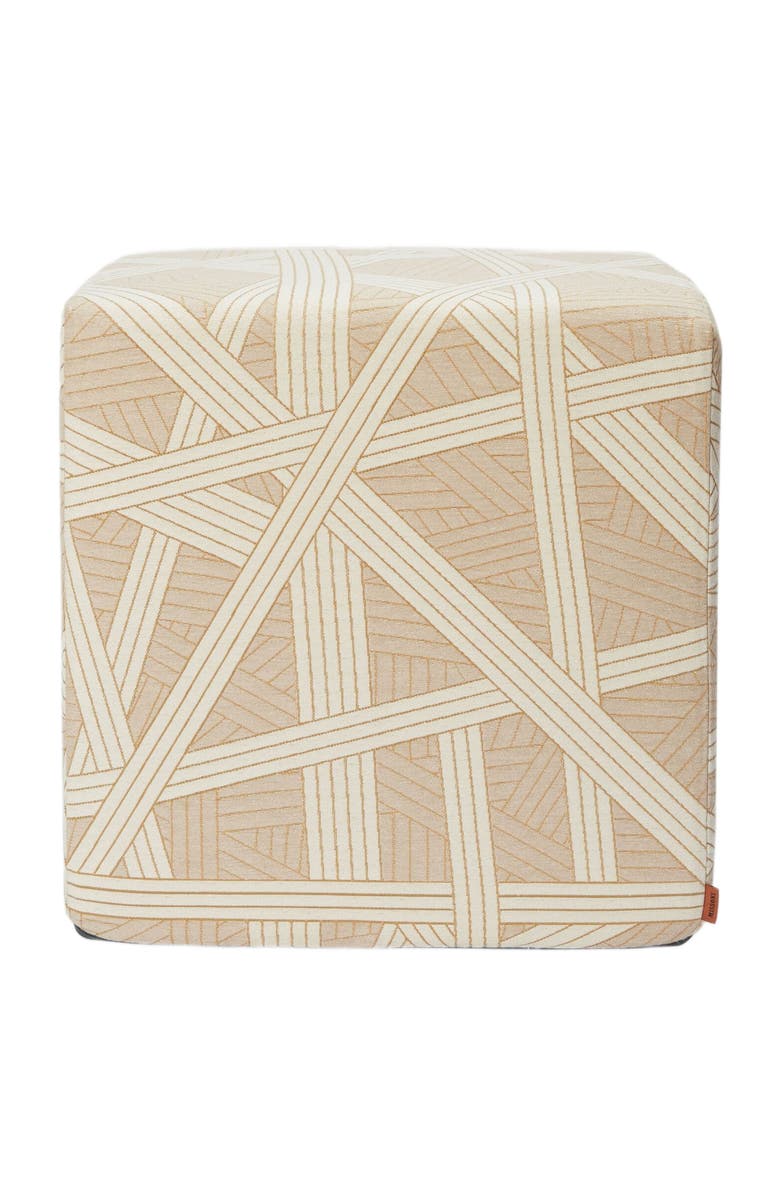 Missoni Home Nastri 40x40x40 Cm Footstool Cube With Contrasting Stitching, Main, color, Beige