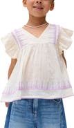 Raffya Kids Mariana Flutter Sleeve Embroidered Blouse