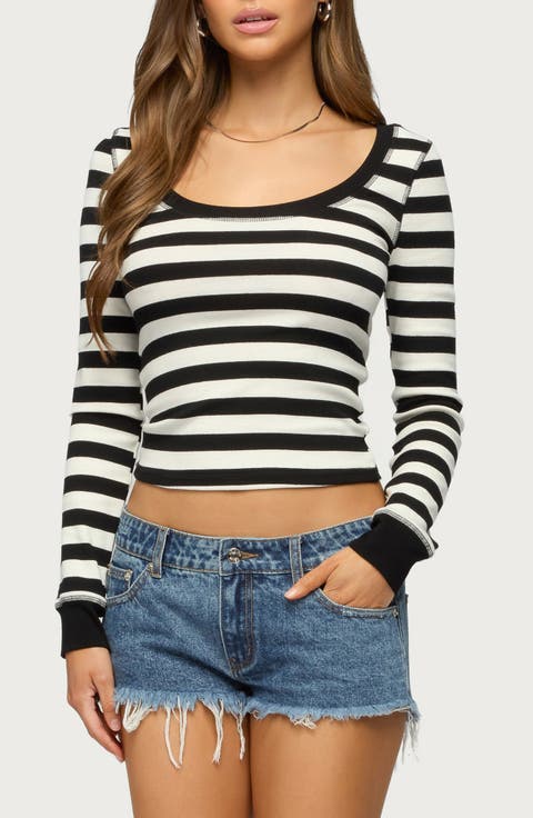 Rainey Stripe Scoop Neck Long Sleeve Top