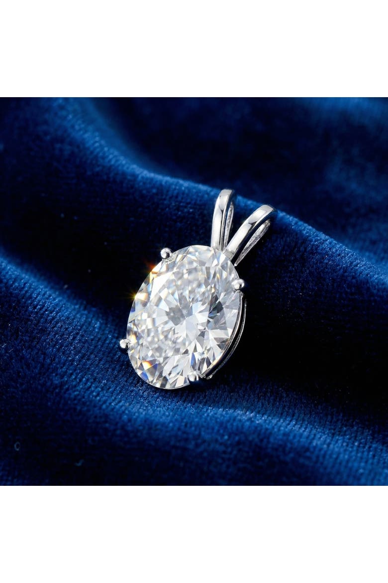 Certified 3Ct Oval Diamond Solitaire Certified Lab Grown Diamond Pendant Necklace, Alternate, color, 14k White Gold