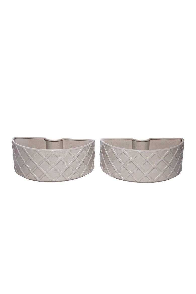 Dolomite Cream Two Piece Table Planter with Drainage Hole for Spring Garden Decor, Alternate, color, Beige