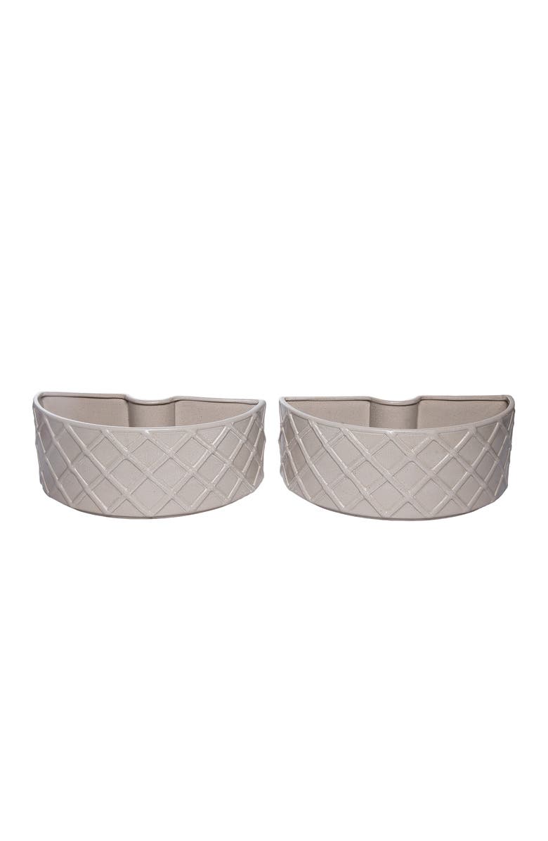 Transpac Dolomite Cream Two Piece Table Planter with Drainage Hole for Spring Garden Decor, Alternate, color, Beige