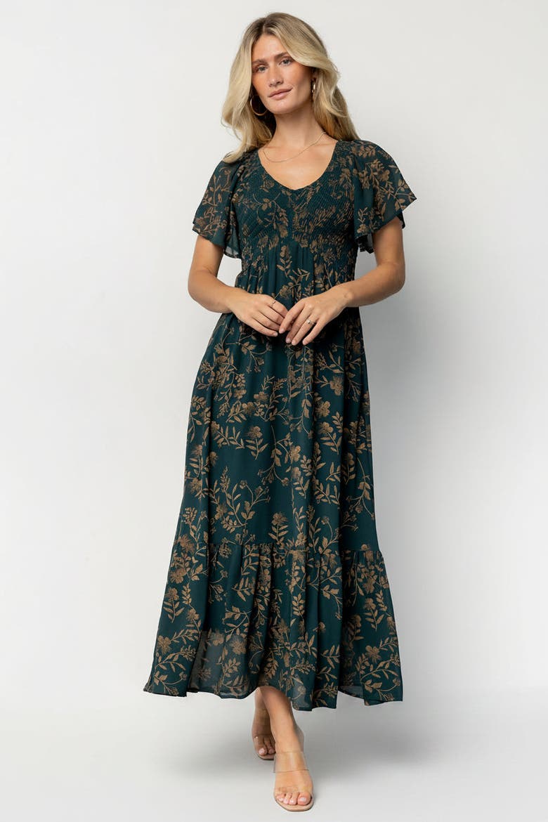 Monica Smocked Dress, Main, color, Deep Topaz + Gold