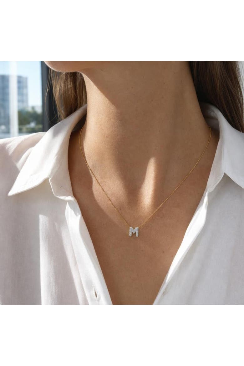 Big Bubble Initial Letter 14K Yellow Gold Diamond Pendant Necklace, Alternate, color, Gold M