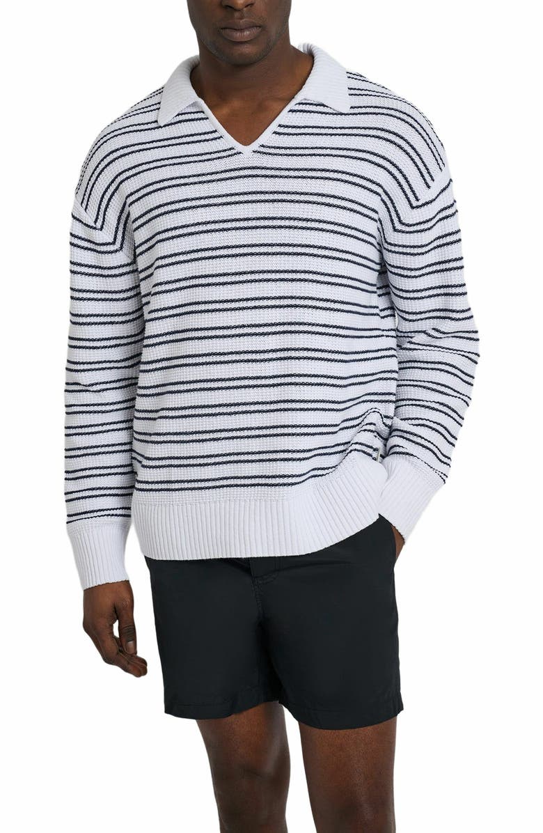 Onia Cotton Linen Textured Long Sleeve Polo, Alternate, color, 