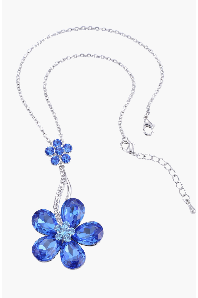 Sapphire Crystal Daisy Flower Pendant Necklace, Main, color, Sapphire