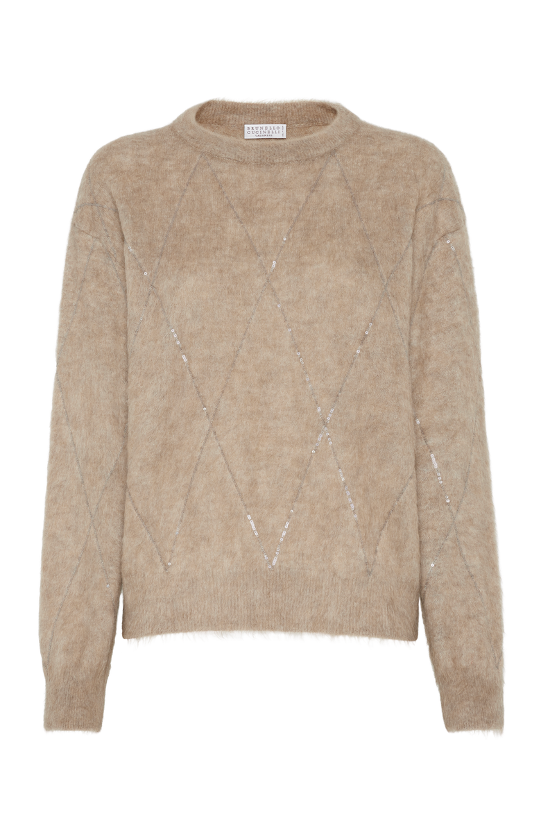 Brunello Cucinelli Sweater with Dazzling Argyle Embroidery, Main, color, 