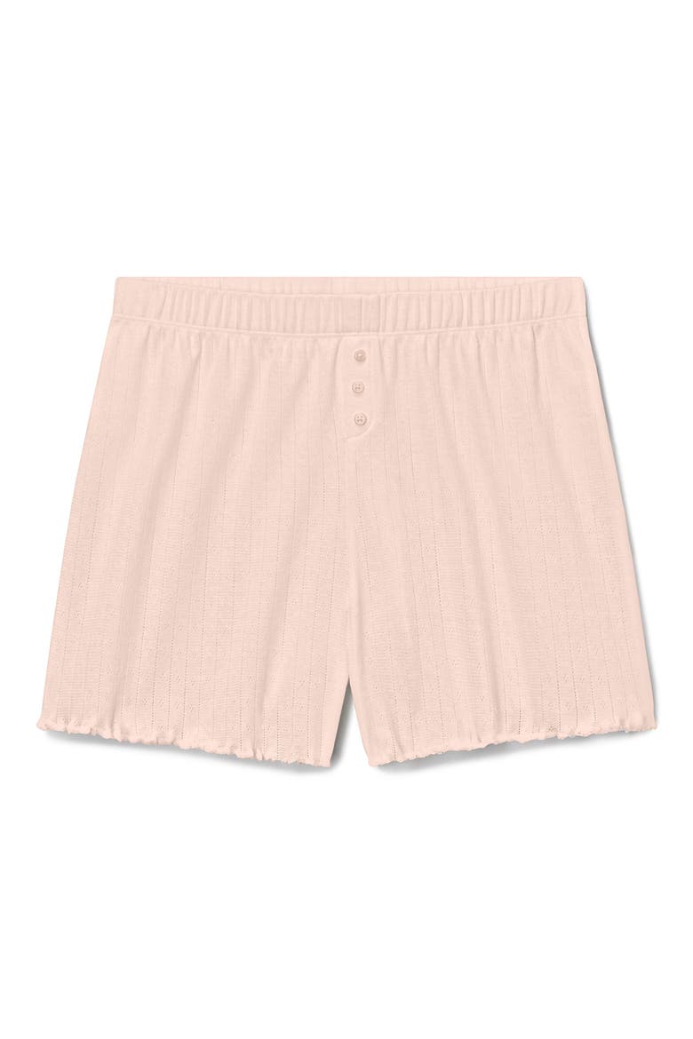 Pointelle Rib Sleep Shorts, Alternate, color, PINK