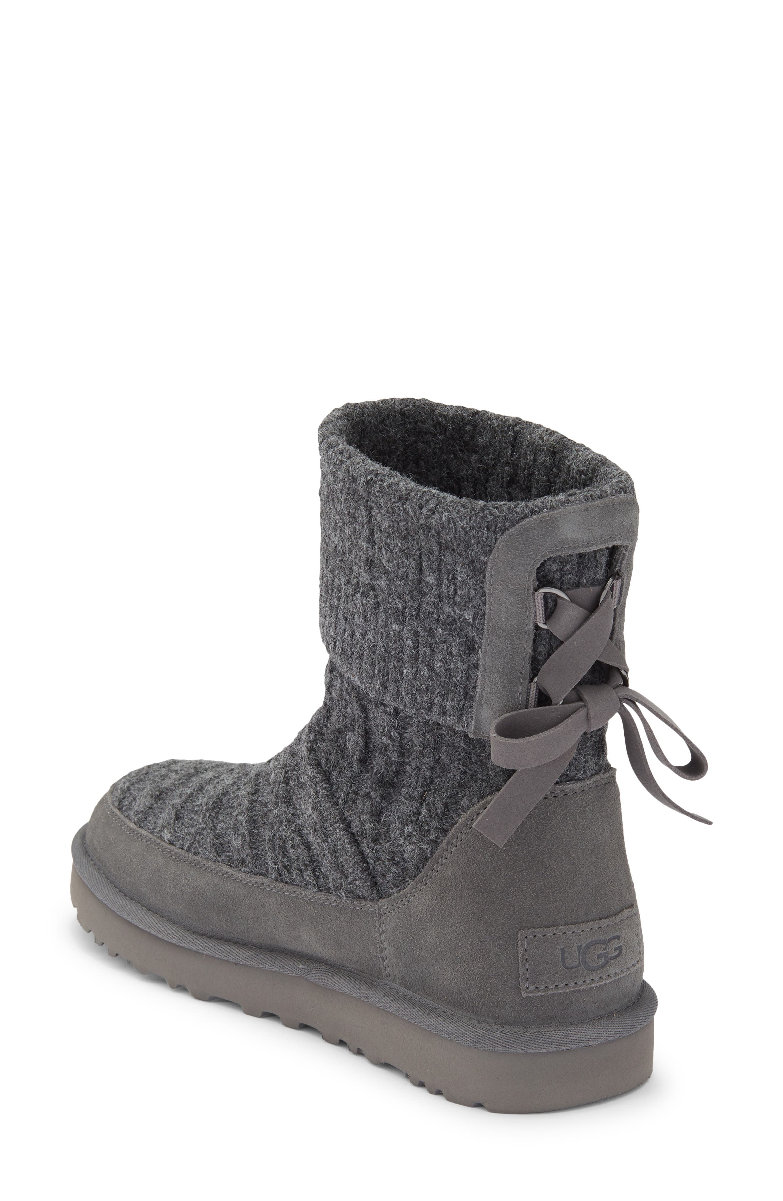 UGG<sup>®</sup> Classic Mini Cable Knit Bootie, Alternate, color, Moon Gray
