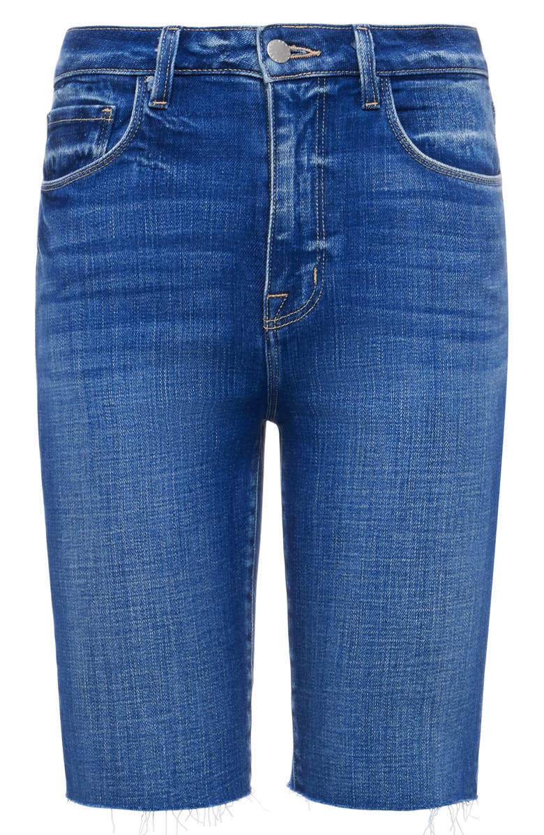 L'AGENCE Cicely Raw Hem High Rise Bermuda Stretch Denim Shorts, Alternate, color, 