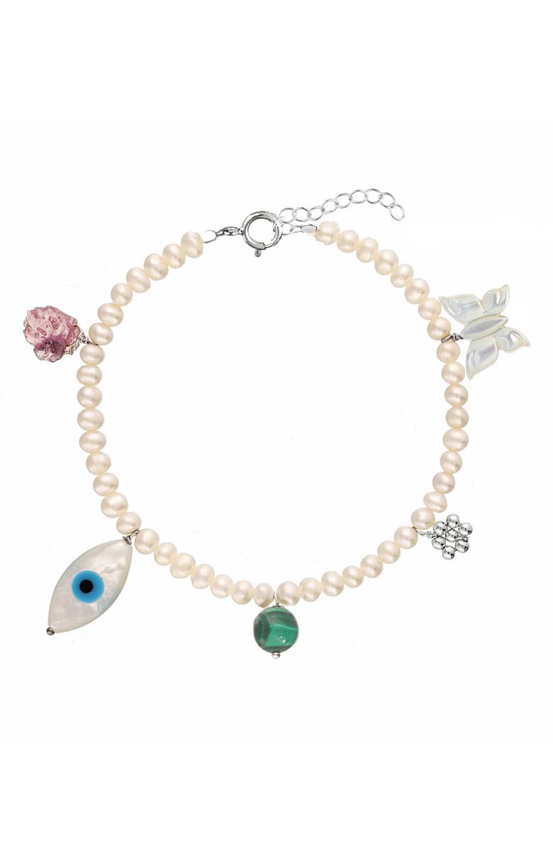 KOZAKH Rylan Beaded Freshwater Pearl Charm Bracelet, Main, color, 