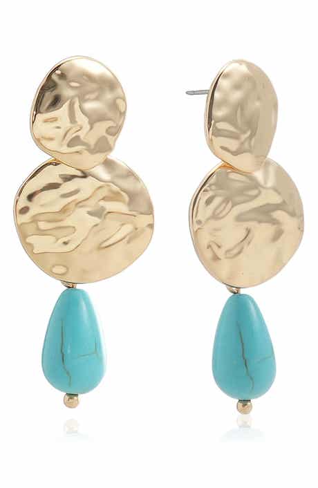 Hammered Stone Drop Earrings