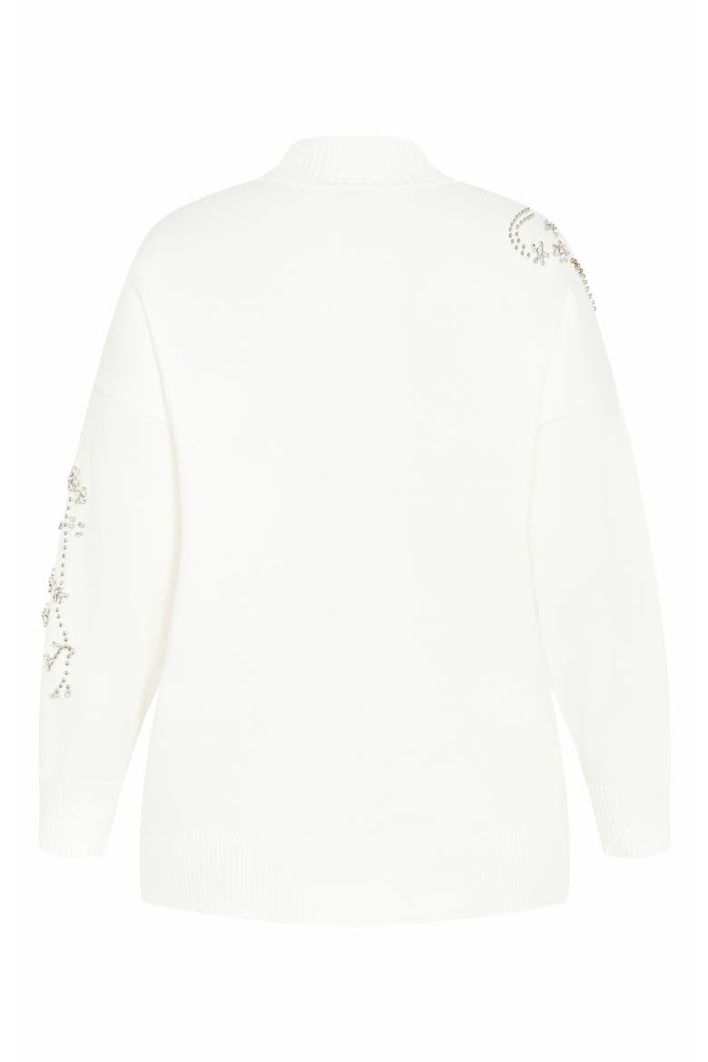 Zariah Rhinestone Mock Neck Sweater, Alternate, color, IVORY