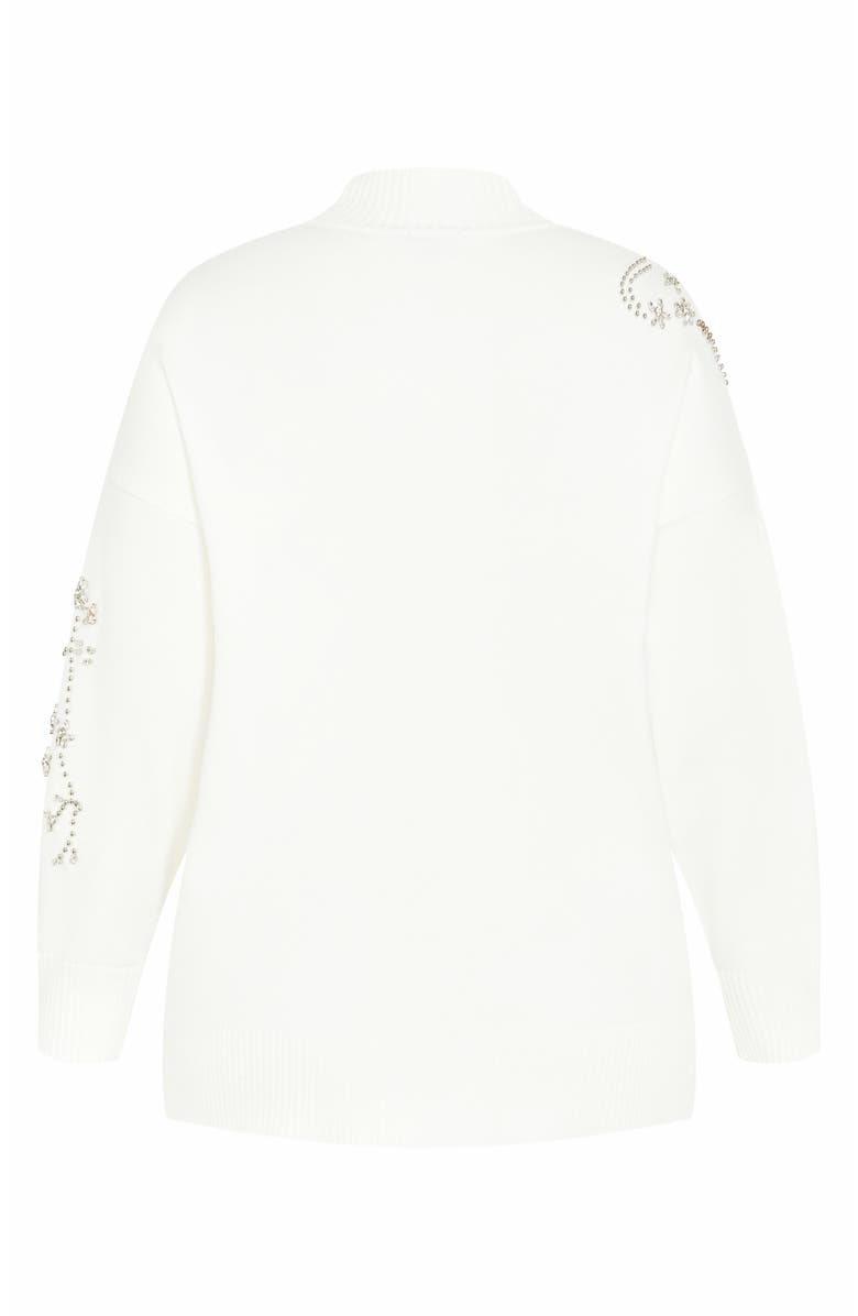 City Chic Zariah Rhinestone Mock Neck Sweater, Alternate, color, Ivory
