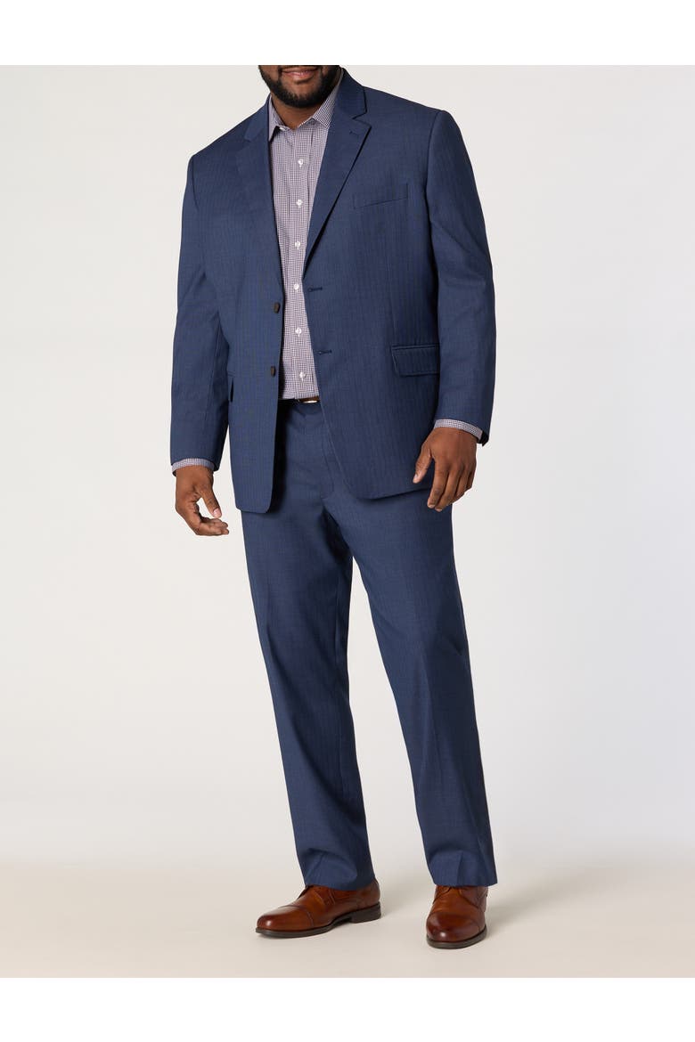 Big & Tall Jacket Relaxer Herringbone Pinstripe Suit Jacket, Alternate, color, BLUE