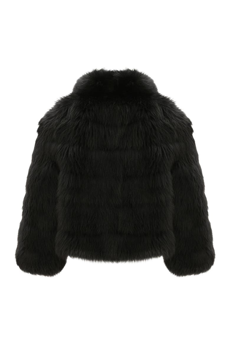 Genuine Shearling Bolero, Cropped Sleeves, Alternate, color, BLACK