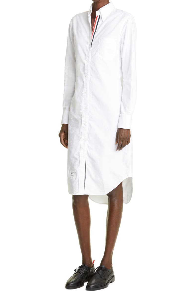 Long Sleeve Oxford Button-Down Shirtdress, Alternate, color, WHITE