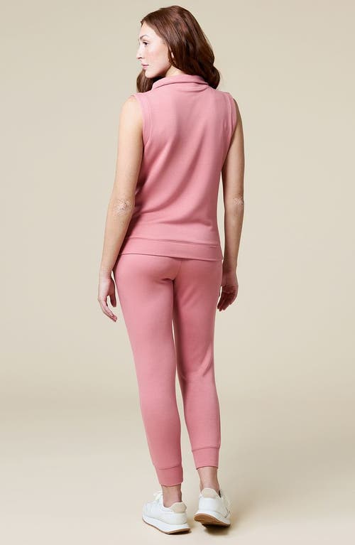 Softies Athleisure Puredream 1/4 Zip Sleeveless Jogger Lounge Set In Copper Rose
