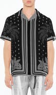 Cult of Individuality Border Print Short Sleeve Cotton Button-Up Shirt