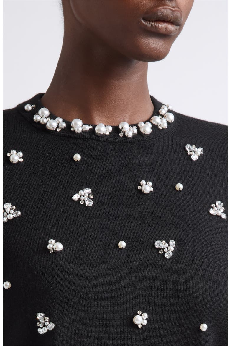 Carolee Embellished Wool Blend Sweater, Alternate, color, BLACK