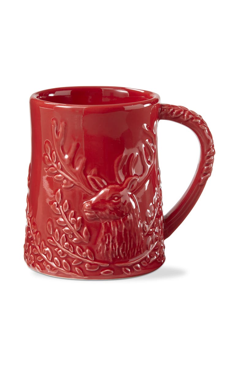 tag Holiday Stag Red Ceramic Mug Dishwasher Safe Christmas, Main, color, Red