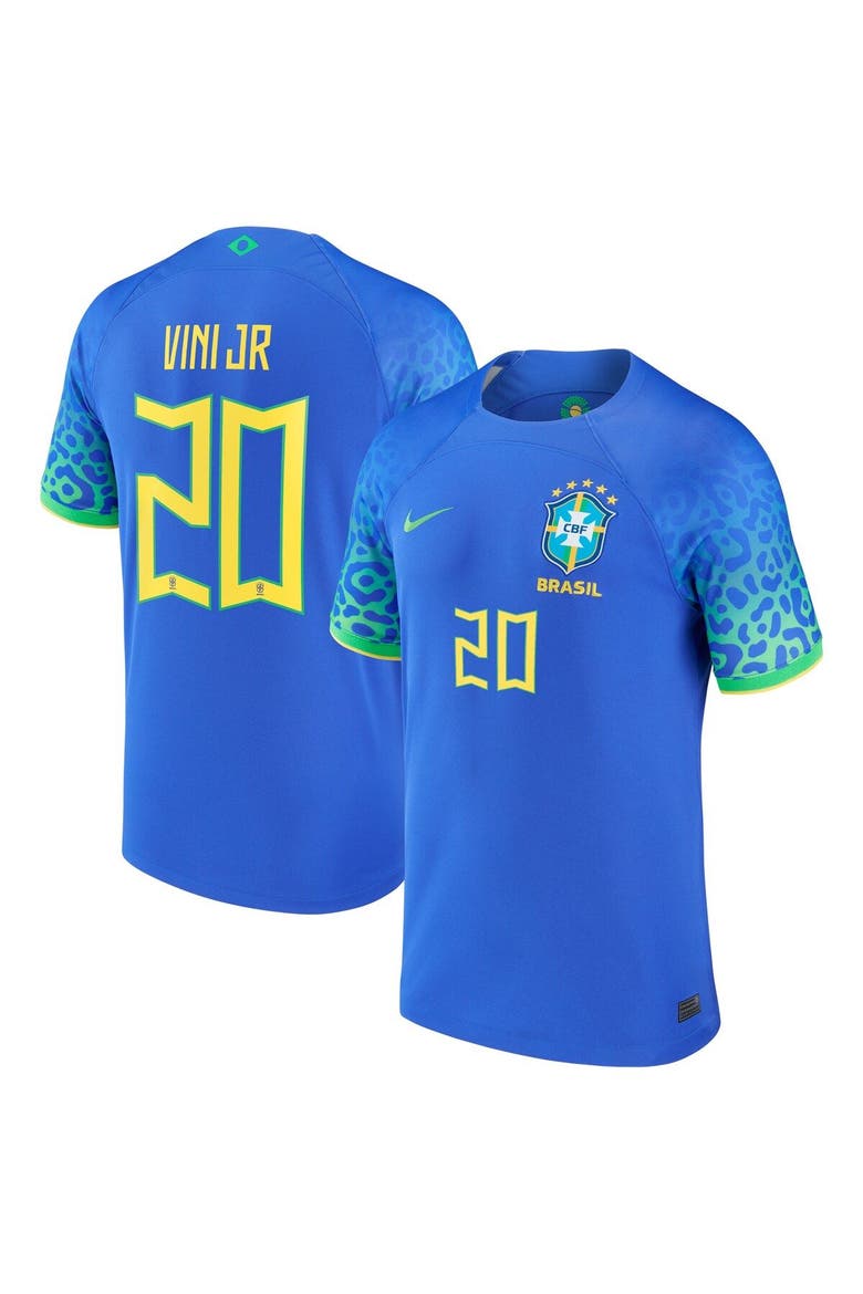Men's Nike Vinicius Junior Blue Brazil National Team 2022/23 Replica Away Jersey, Alternate, color, Blue