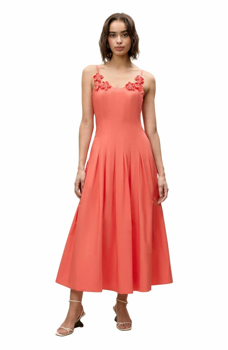 Rebecca Taylor Priya Poplin Dress, Main, color, Coral