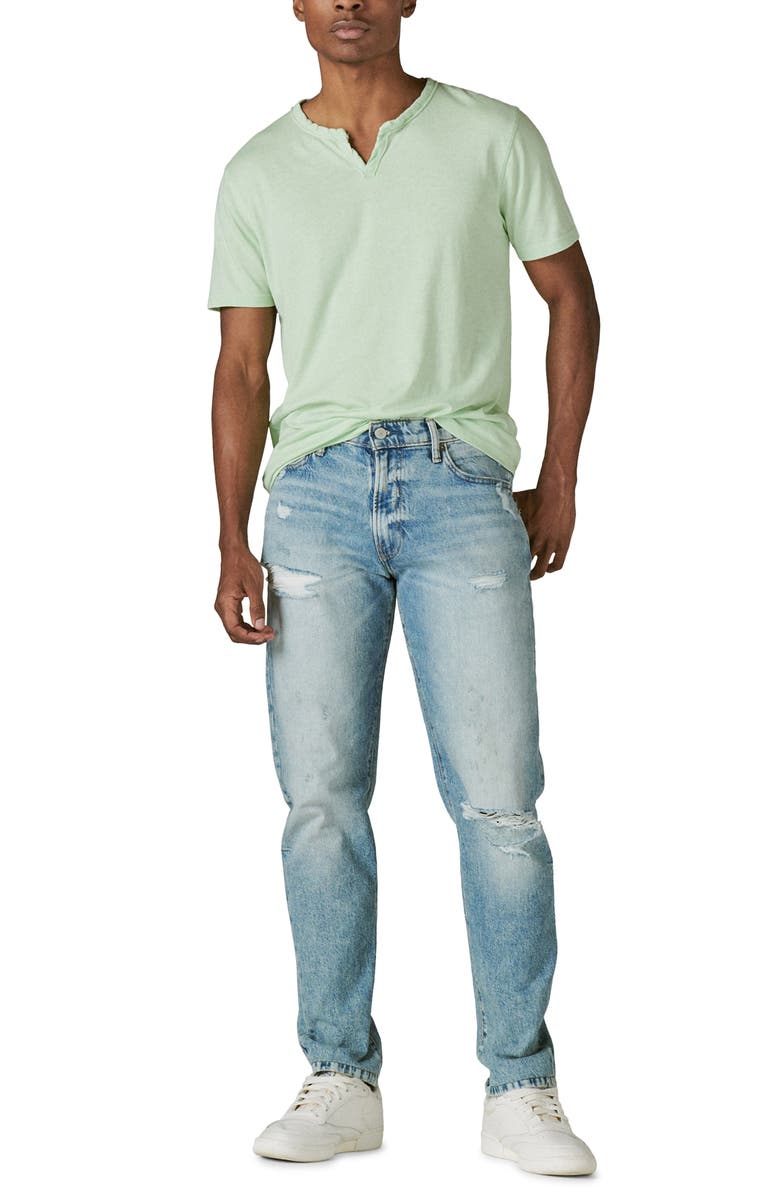 Lucky Brand 412 Ripped Athletic Slim Fit Stretch Organic Cotton Jeans, Alternate, color, 