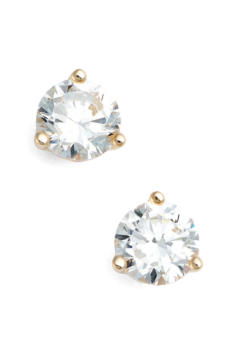 Cubic Zirconia Stud Earrings - 1.0ct., Main, color, GOLD