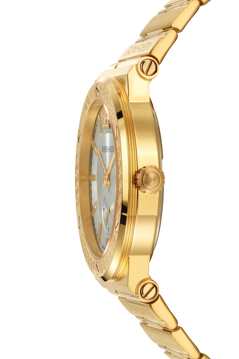 Greca Logo Bracelet Watch, 41mm, Alternate, color, GOLD/ SILVER/ GOLD