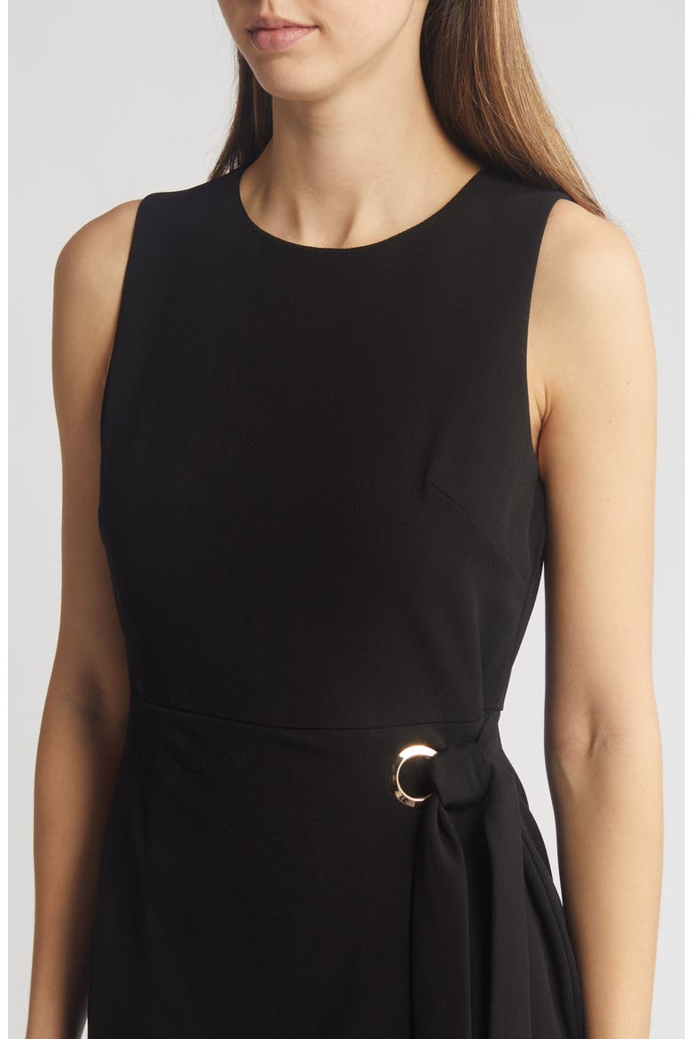 Grommet Side Tie Crepe Sheath Dress, Alternate, color, BLACK