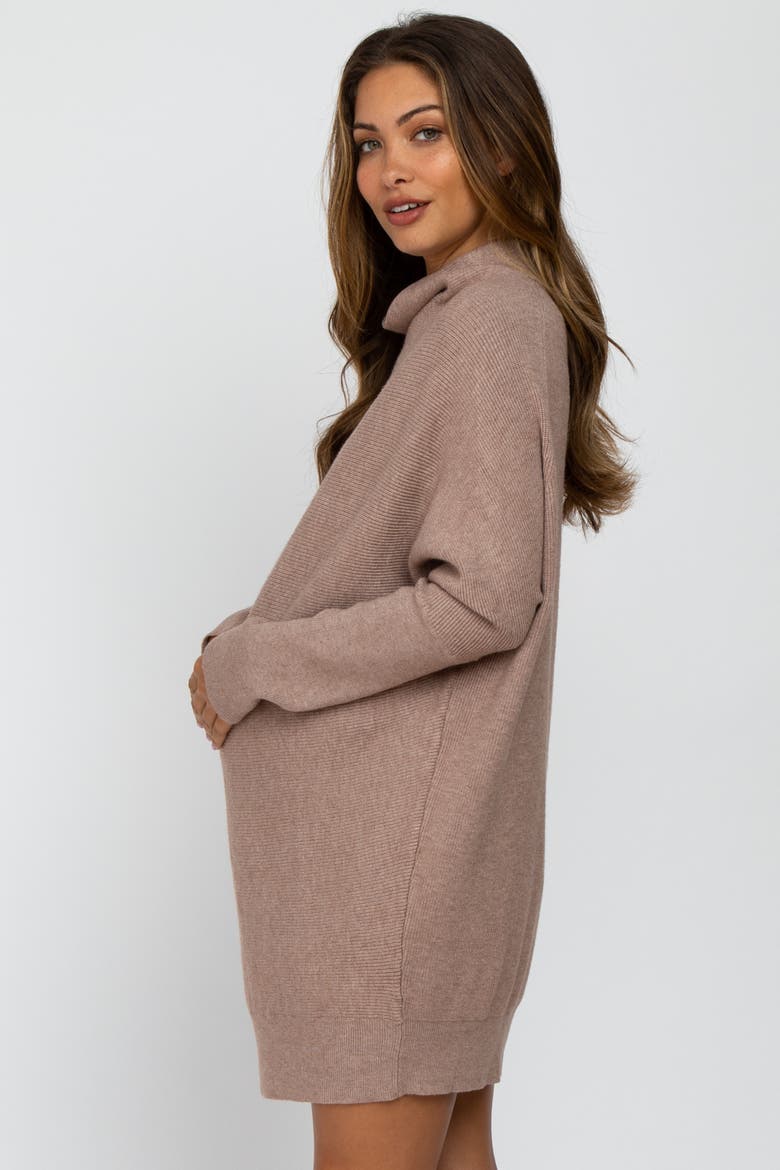 Funnel Neck Dolman Sleeve Mini Dress, Alternate, color, Taupe