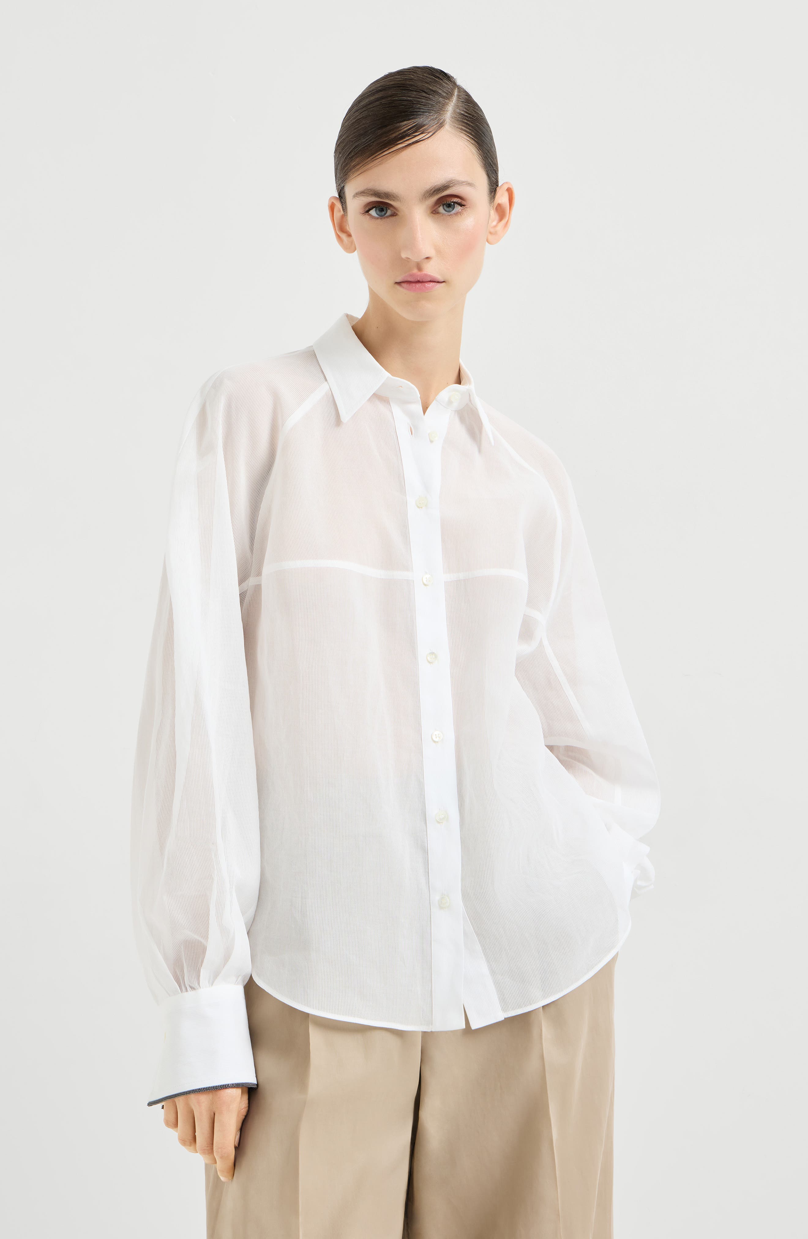 Striped organza shirt - image 3