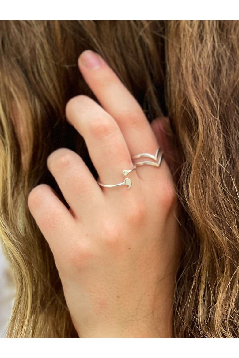 Semi-Colon Sterling Silver Ring, Alternate, color, Silver - Large
