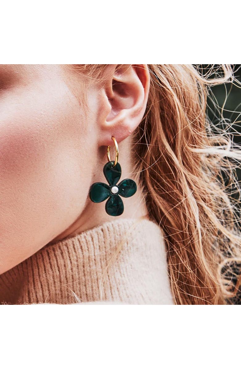 Toolally Daisy Hoop Earrings - Emerald Pearl, Alternate, color, Emerald Pearl