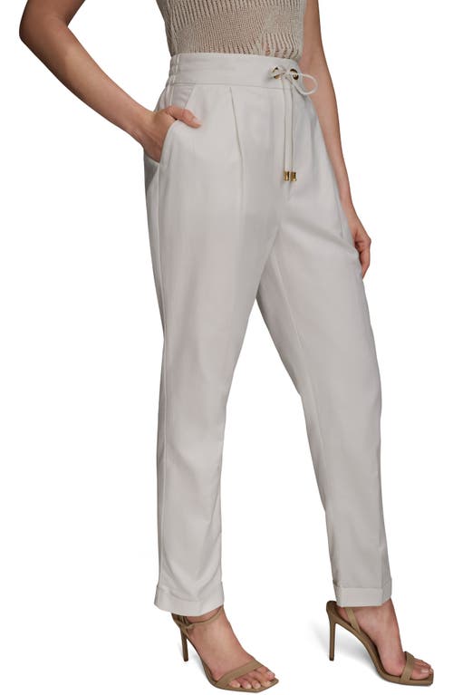 Donna Karan New York Cuffed Cotton Blend Drawstring Pants In Silver
