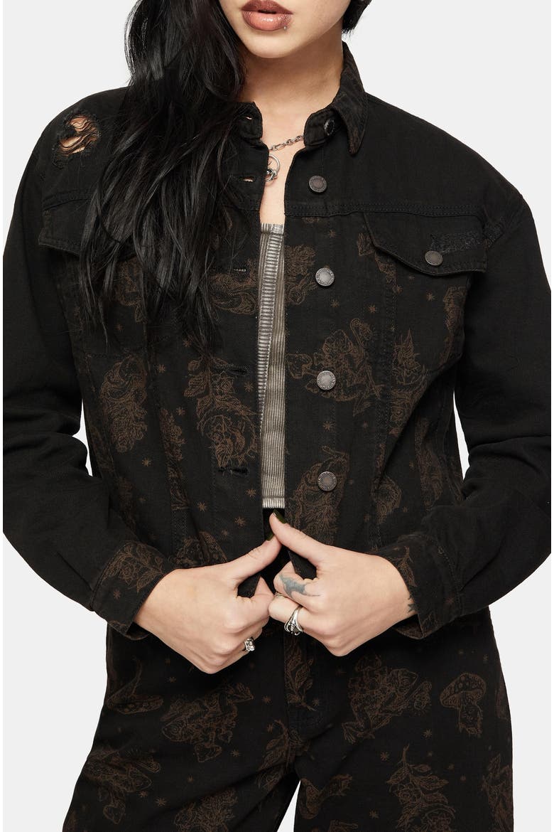 Hexborn Baba Yaga Spliced Denim Jacket, Main, color, Black