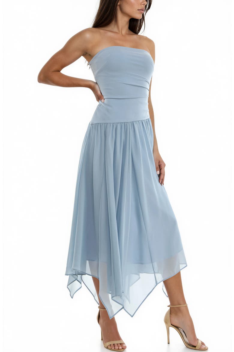 Mixed Media Strapless Gown, Alternate, color, SLATE BLUE
