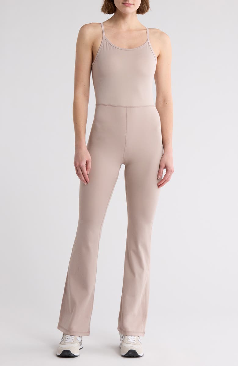 YOGALICIOUS Scarlett Flare Leg Jumpsuit, Main, color, Oak Brown