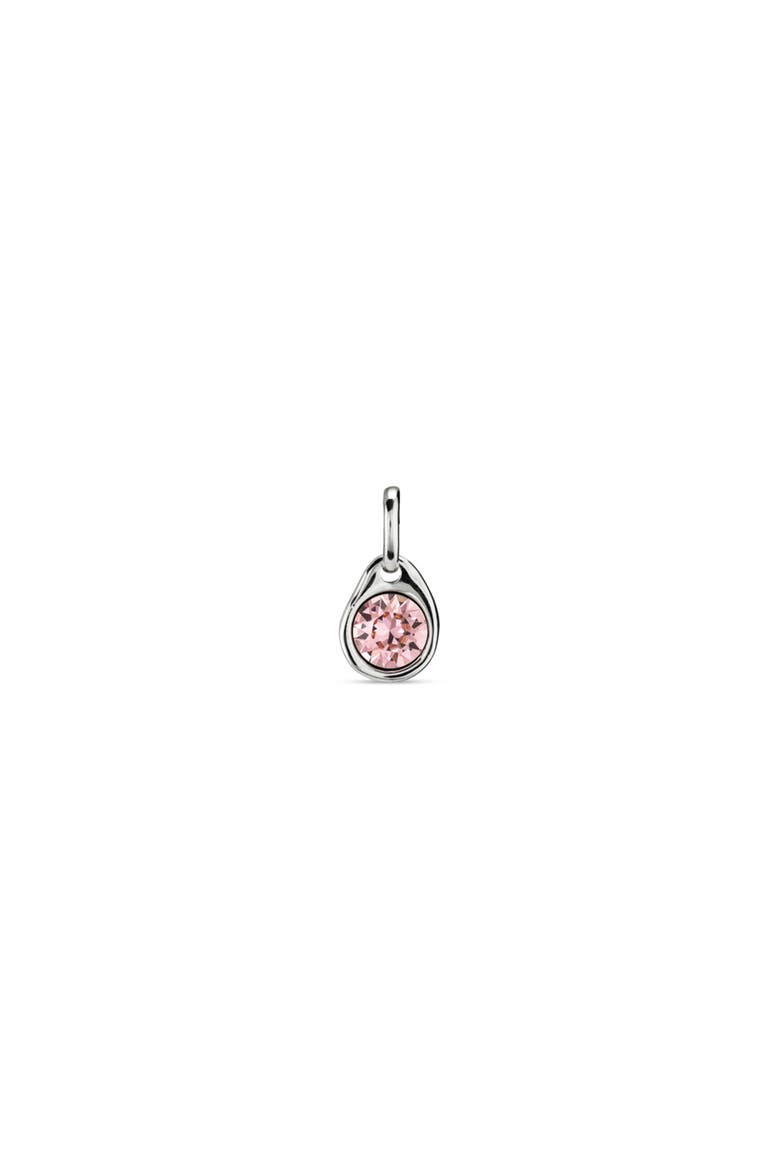 Sterling Silver-Plated Charm with Pink Crystal, Main, color, Silver