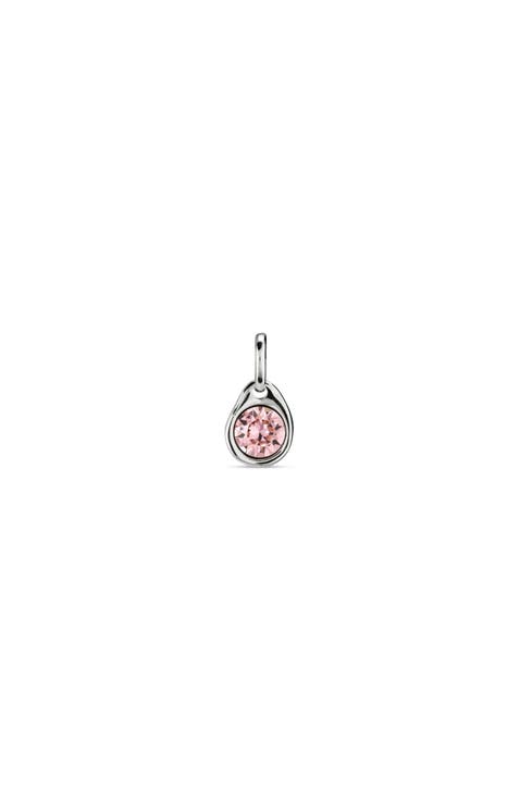 Sterling Silver-Plated Charm with Pink Crystal