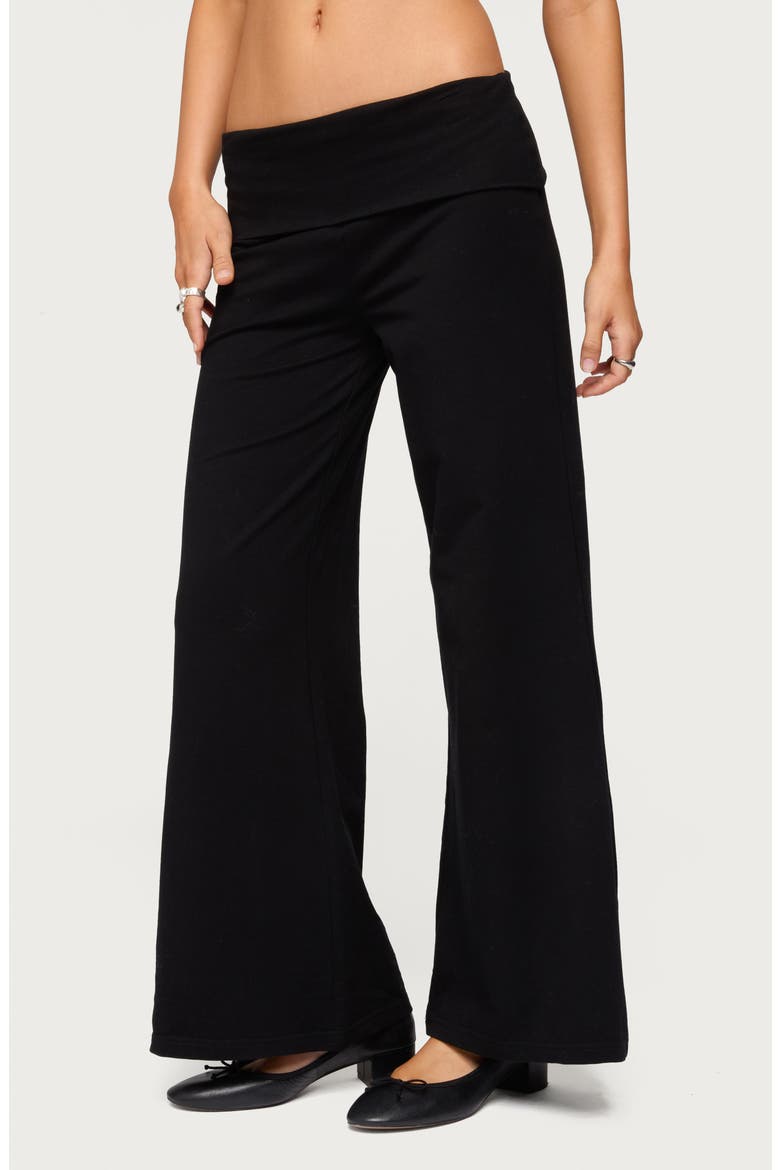 Wide Leg Foldover Pants, Main, color, BLACK