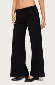 EDIKTED Wide Leg Foldover Pants