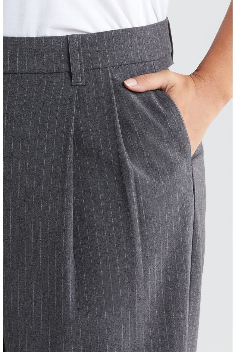 Pinstripe Ultra Skyrise Pleated Wide Leg Pants, Alternate, color, STEEL GREY WHITE