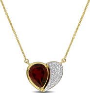 Julianna B. Gemstone & Diamond Heart Necklace 10K