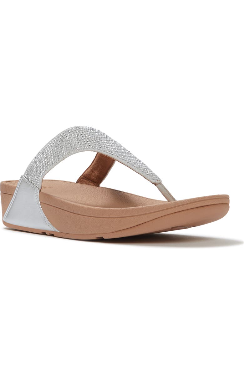 FitFlop Lulu Crystal Embelli Toe-Post, Main, color, Steeled Silver