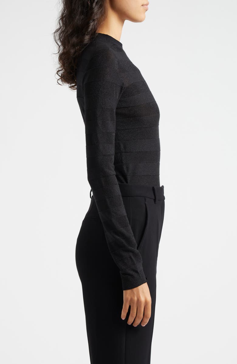 Emporio Armani Stripe Metallic Mock Neck Knit Top, Alternate, color, 